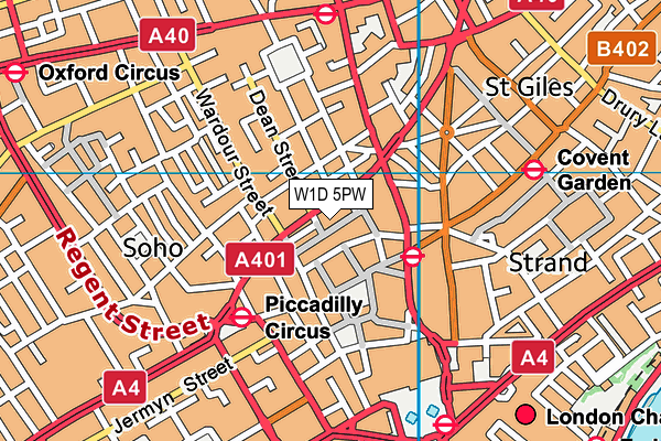 W1D 5PW map - OS VectorMap District (Ordnance Survey)