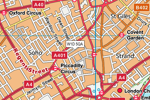 W1D 5QA map - OS VectorMap District (Ordnance Survey)