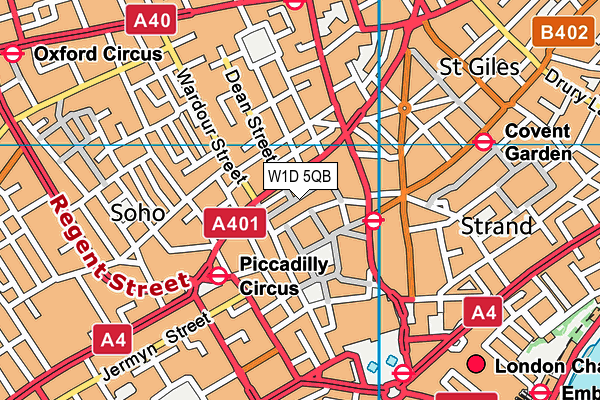 W1D 5QB map - OS VectorMap District (Ordnance Survey)