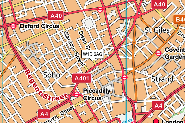 W1D 6AG map - OS VectorMap District (Ordnance Survey)