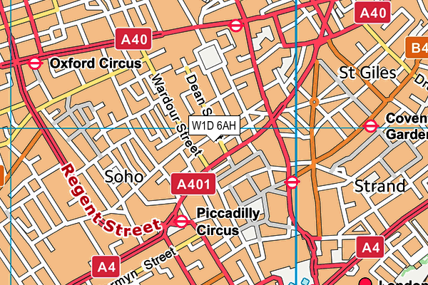 W1D 6AH map - OS VectorMap District (Ordnance Survey)