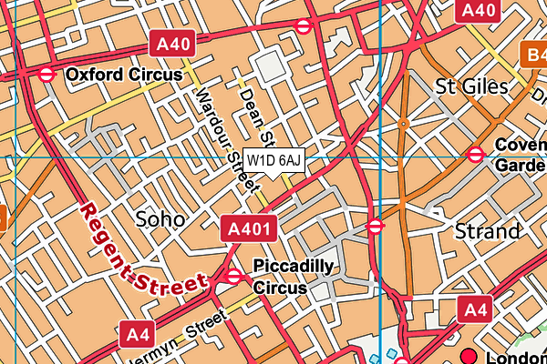 W1D 6AJ map - OS VectorMap District (Ordnance Survey)