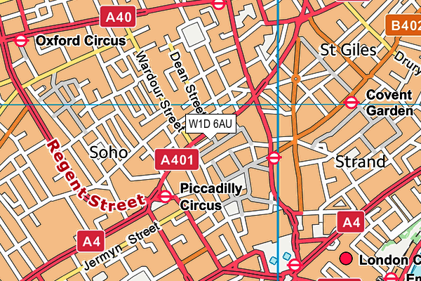 W1D 6AU map - OS VectorMap District (Ordnance Survey)