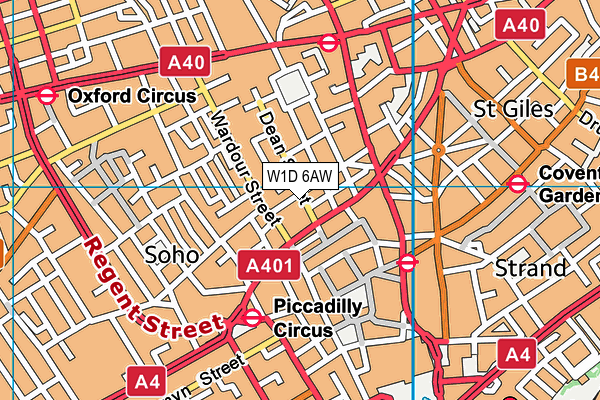 W1D 6AW map - OS VectorMap District (Ordnance Survey)