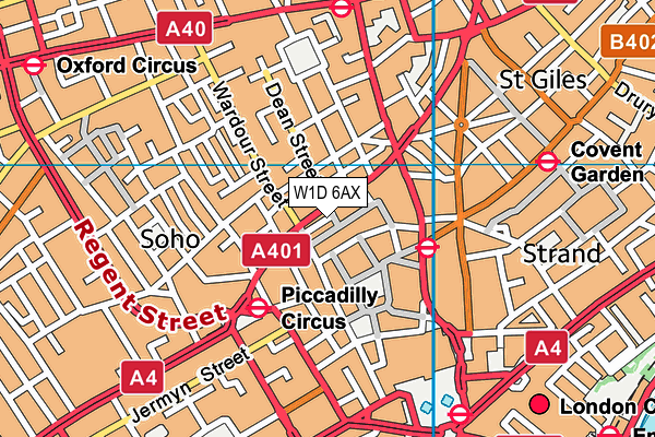 W1D 6AX map - OS VectorMap District (Ordnance Survey)