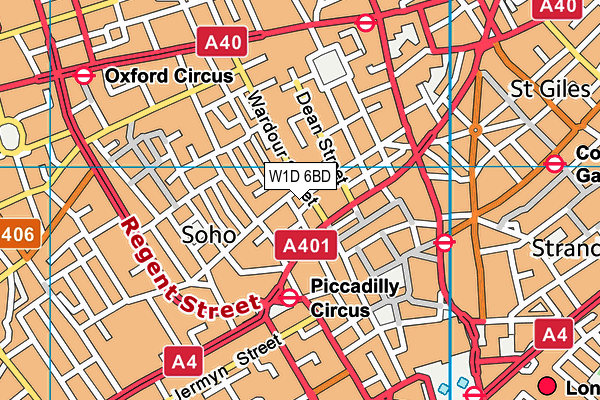 W1D 6BD map - OS VectorMap District (Ordnance Survey)