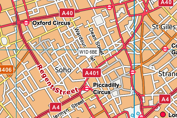 W1D 6BE map - OS VectorMap District (Ordnance Survey)