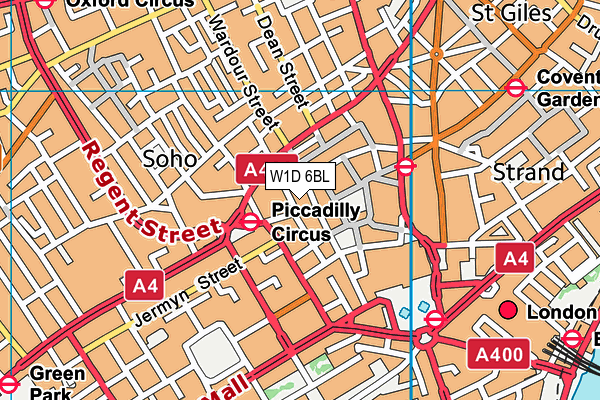 W1D 6BL map - OS VectorMap District (Ordnance Survey)