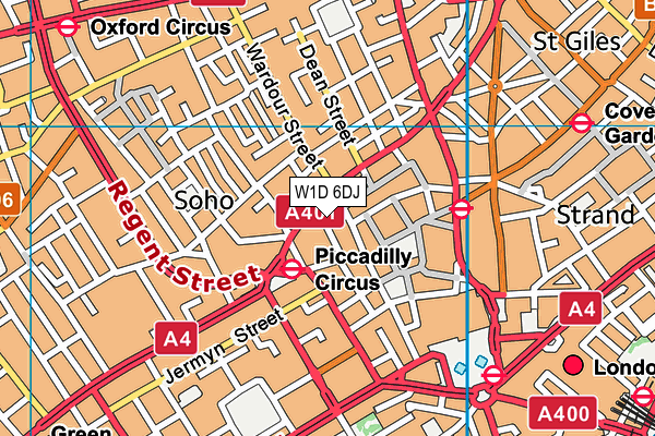 W1D 6DJ map - OS VectorMap District (Ordnance Survey)