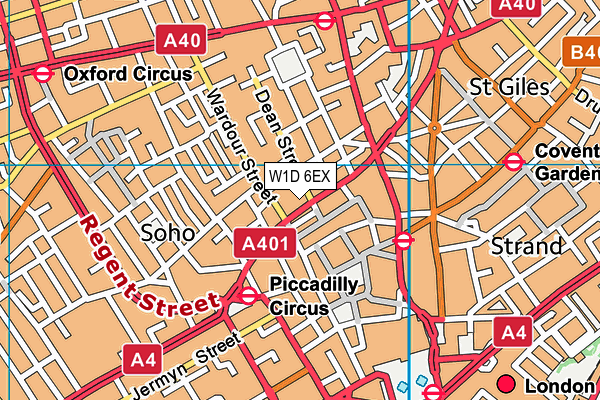 W1D 6EX map - OS VectorMap District (Ordnance Survey)