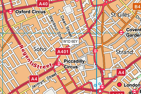 W1D 6EY map - OS VectorMap District (Ordnance Survey)