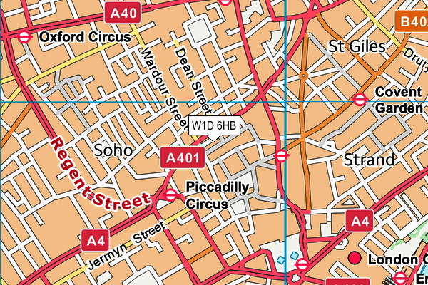 W1D 6HB map - OS VectorMap District (Ordnance Survey)