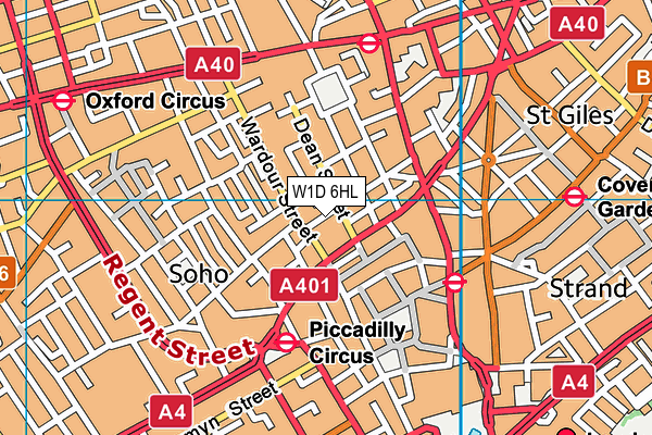 W1D 6HL map - OS VectorMap District (Ordnance Survey)