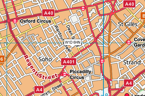 W1D 6HN map - OS VectorMap District (Ordnance Survey)