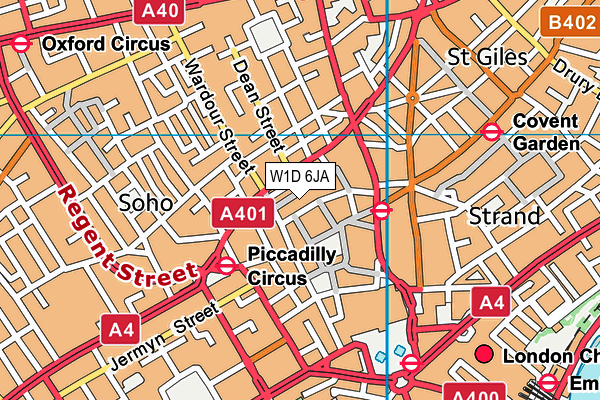 W1D 6JA map - OS VectorMap District (Ordnance Survey)