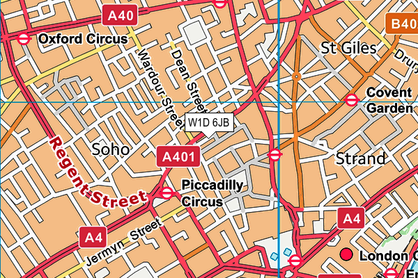 W1D 6JB map - OS VectorMap District (Ordnance Survey)