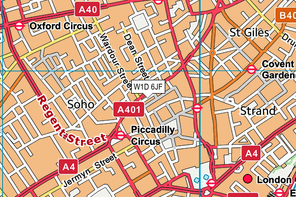 W1D 6JF map - OS VectorMap District (Ordnance Survey)