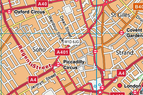 W1D 6JG map - OS VectorMap District (Ordnance Survey)