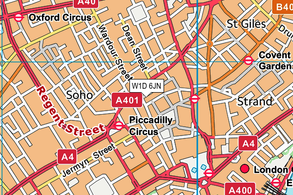 W1D 6JN map - OS VectorMap District (Ordnance Survey)