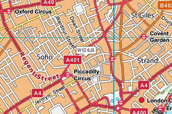 W1D 6JS map - OS VectorMap District (Ordnance Survey)