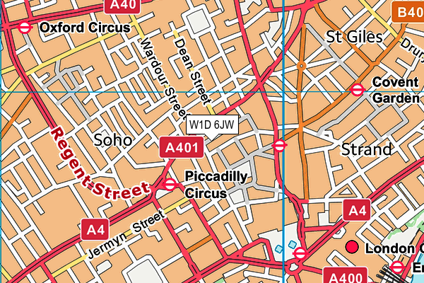 W1D 6JW map - OS VectorMap District (Ordnance Survey)