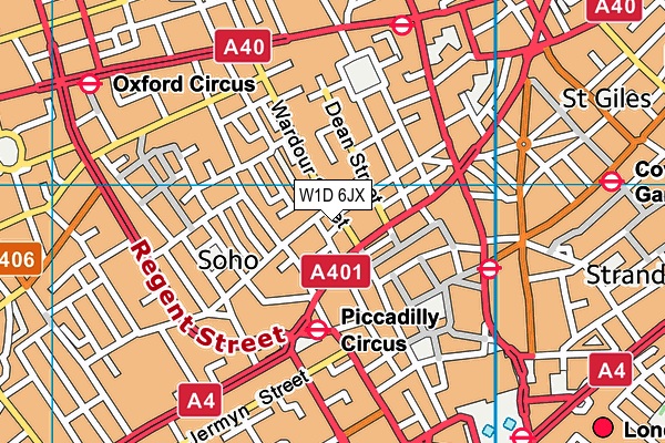 W1D 6JX map - OS VectorMap District (Ordnance Survey)