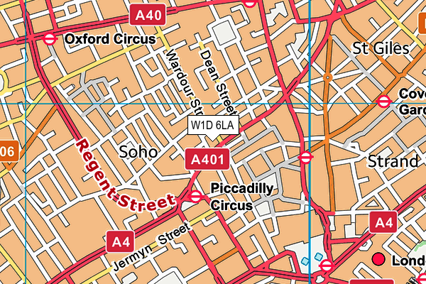 W1D 6LA map - OS VectorMap District (Ordnance Survey)