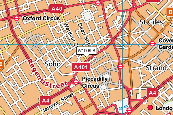 W1D 6LB map - OS VectorMap District (Ordnance Survey)