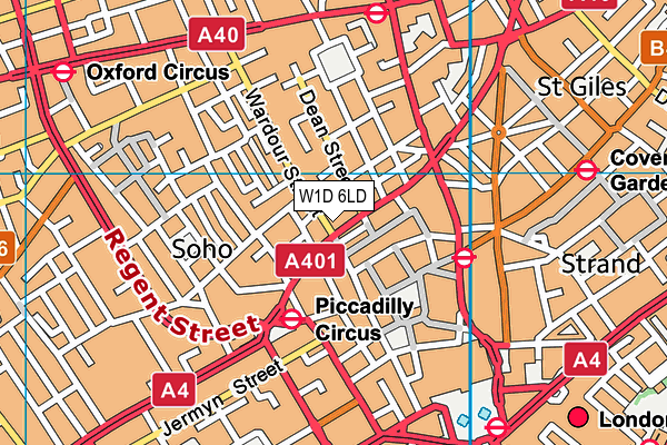 W1D 6LD map - OS VectorMap District (Ordnance Survey)