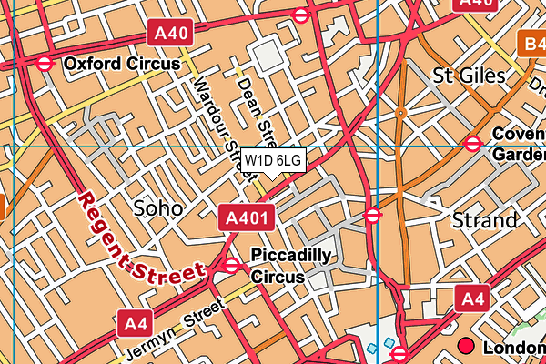 W1D 6LG map - OS VectorMap District (Ordnance Survey)