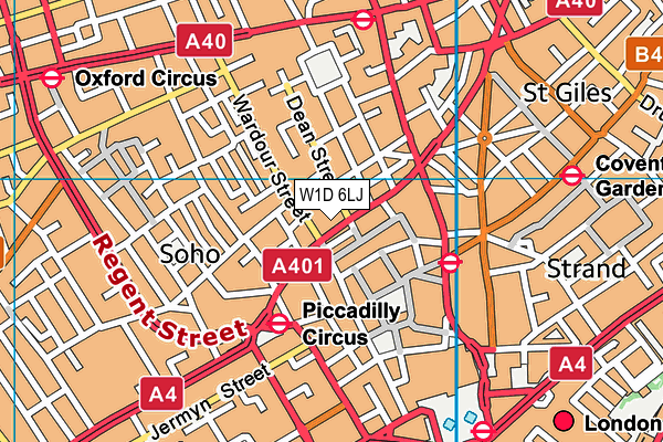 W1D 6LJ map - OS VectorMap District (Ordnance Survey)