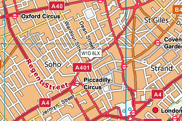 W1D 6LX map - OS VectorMap District (Ordnance Survey)