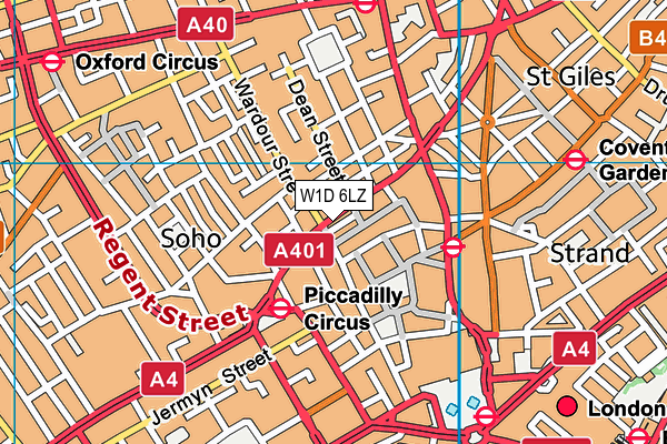 W1D 6LZ map - OS VectorMap District (Ordnance Survey)