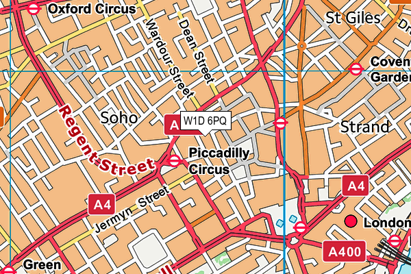 W1D 6PQ map - OS VectorMap District (Ordnance Survey)