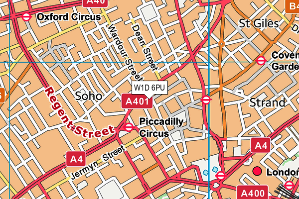 W1D 6PU map - OS VectorMap District (Ordnance Survey)