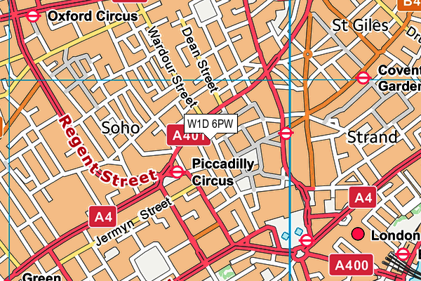 W1D 6PW map - OS VectorMap District (Ordnance Survey)