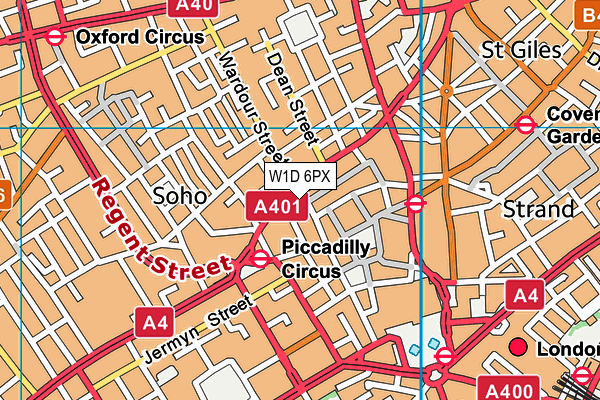 W1D 6PX map - OS VectorMap District (Ordnance Survey)