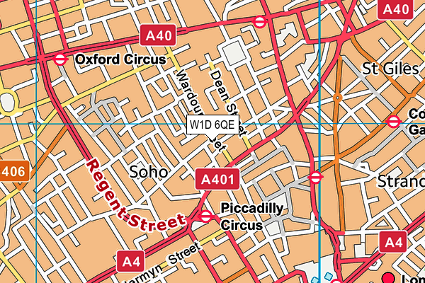 W1D 6QE map - OS VectorMap District (Ordnance Survey)