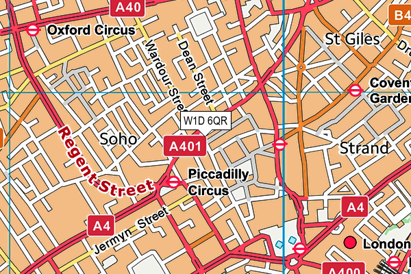 W1D 6QR map - OS VectorMap District (Ordnance Survey)