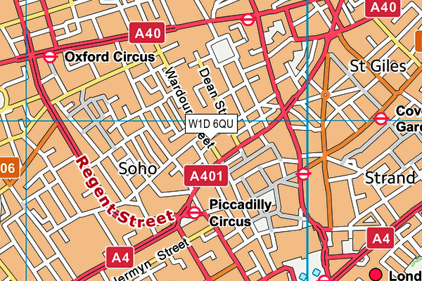 W1D 6QU map - OS VectorMap District (Ordnance Survey)