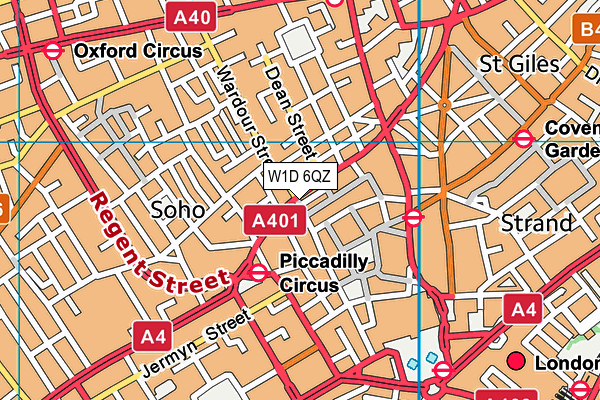 W1D 6QZ map - OS VectorMap District (Ordnance Survey)