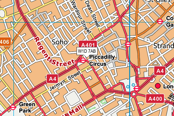 W1D 7AB map - OS VectorMap District (Ordnance Survey)