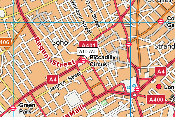 W1D 7AD map - OS VectorMap District (Ordnance Survey)