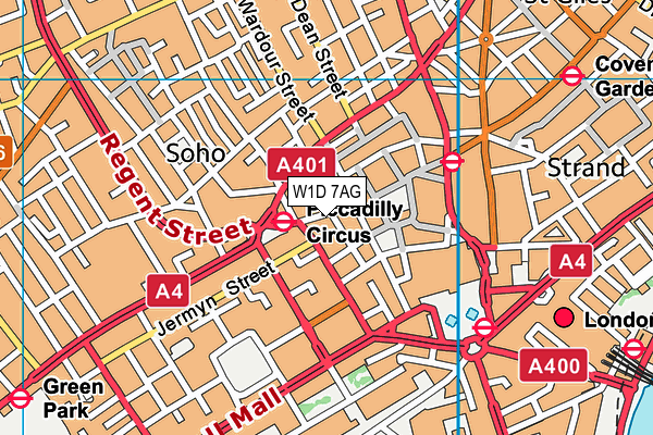 W1D 7AG map - OS VectorMap District (Ordnance Survey)