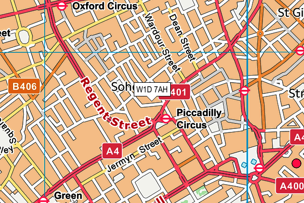 W1D 7AH map - OS VectorMap District (Ordnance Survey)