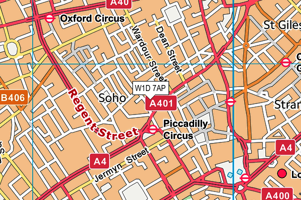 W1D 7AP map - OS VectorMap District (Ordnance Survey)