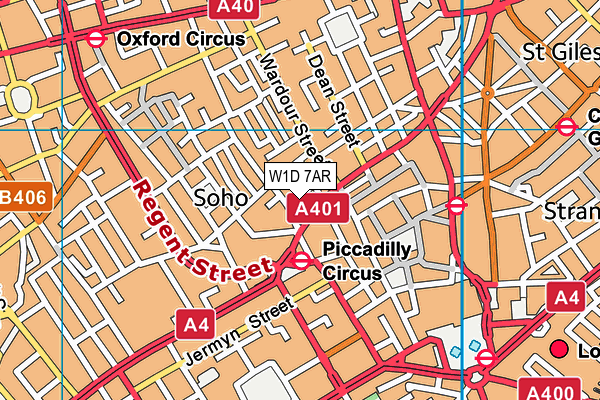 W1D 7AR map - OS VectorMap District (Ordnance Survey)