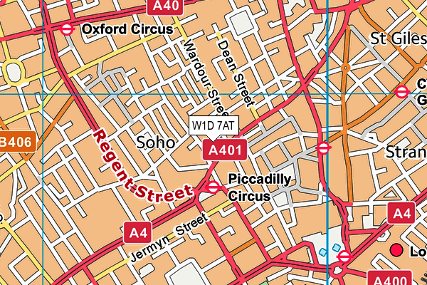 W1D 7AT map - OS VectorMap District (Ordnance Survey)