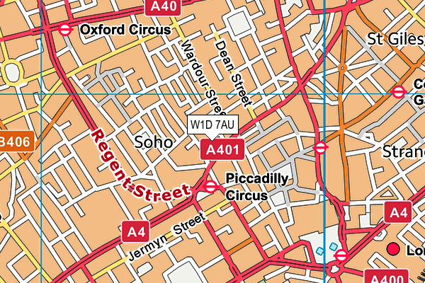W1D 7AU map - OS VectorMap District (Ordnance Survey)