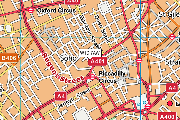 W1D 7AW map - OS VectorMap District (Ordnance Survey)